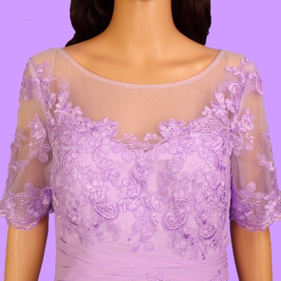 AZAZIE size A10 lilac fit/flare full-length gown 100% polyester dry clean only - Picture 10 of 16